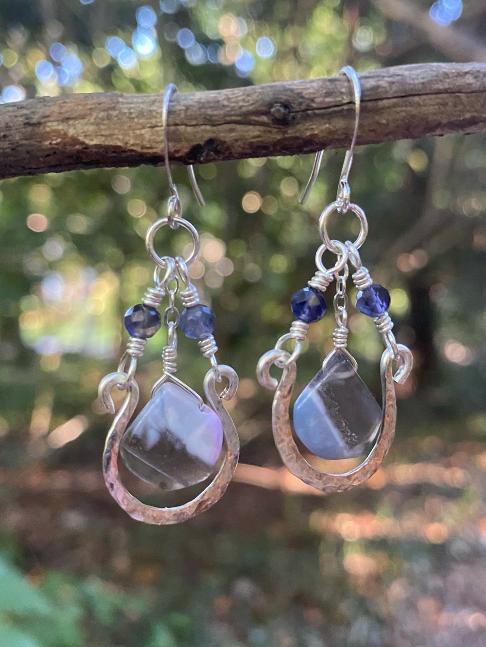 Blue Boulder Opal Drop Earrings
